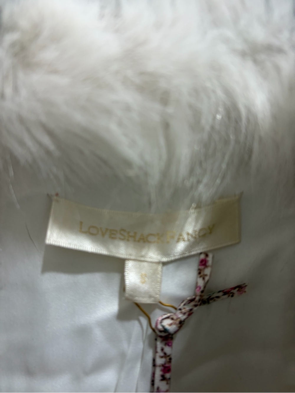 LoveShackFancy White Plush Faux Fur Cropped Jacket - Picture 4 of 5